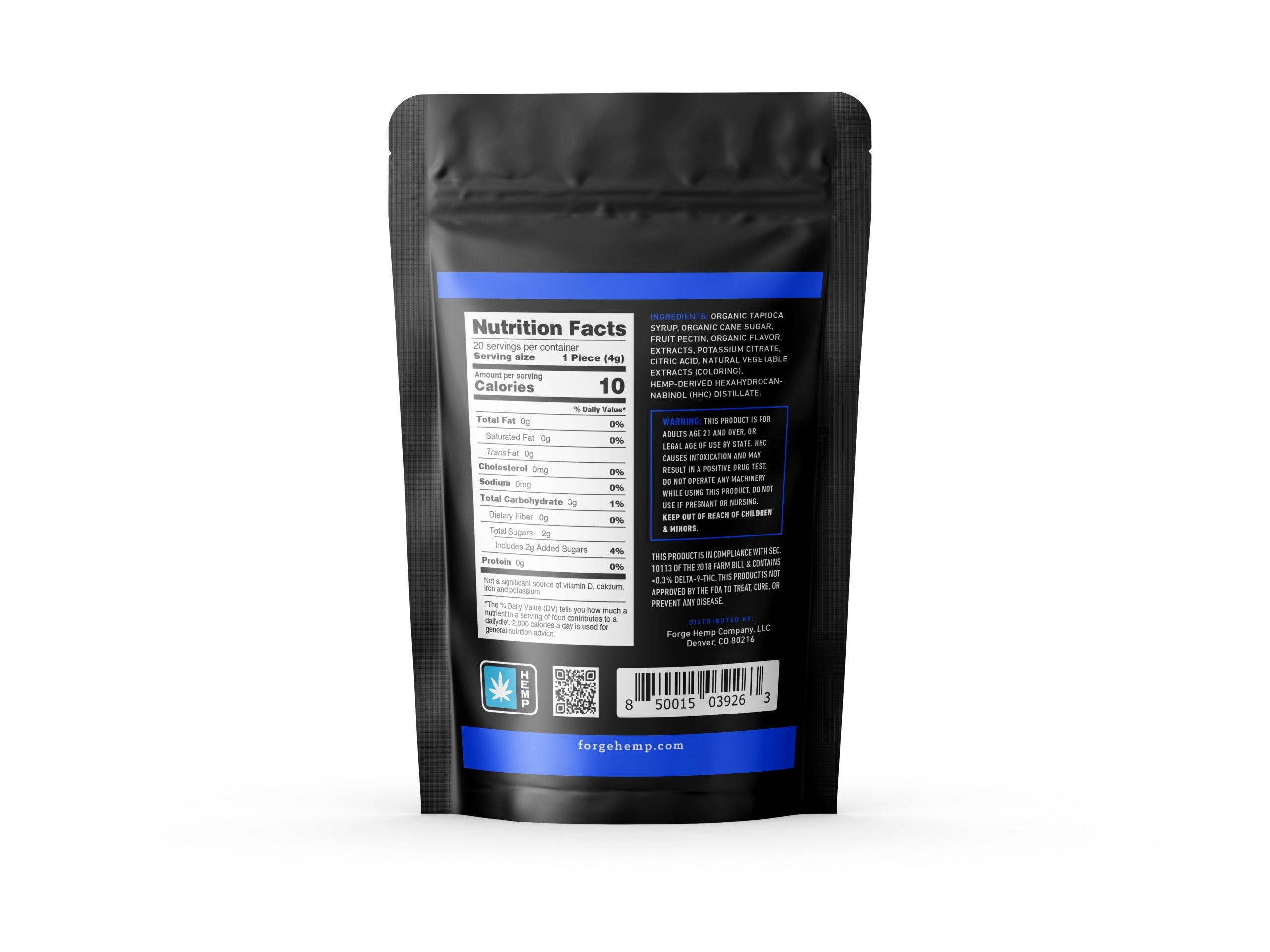 20-Piece HHC Gummies (400mg), Blue Razzberry