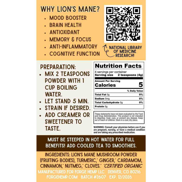 Lion's Mane Turmeric Chai Sample | 4 Servings