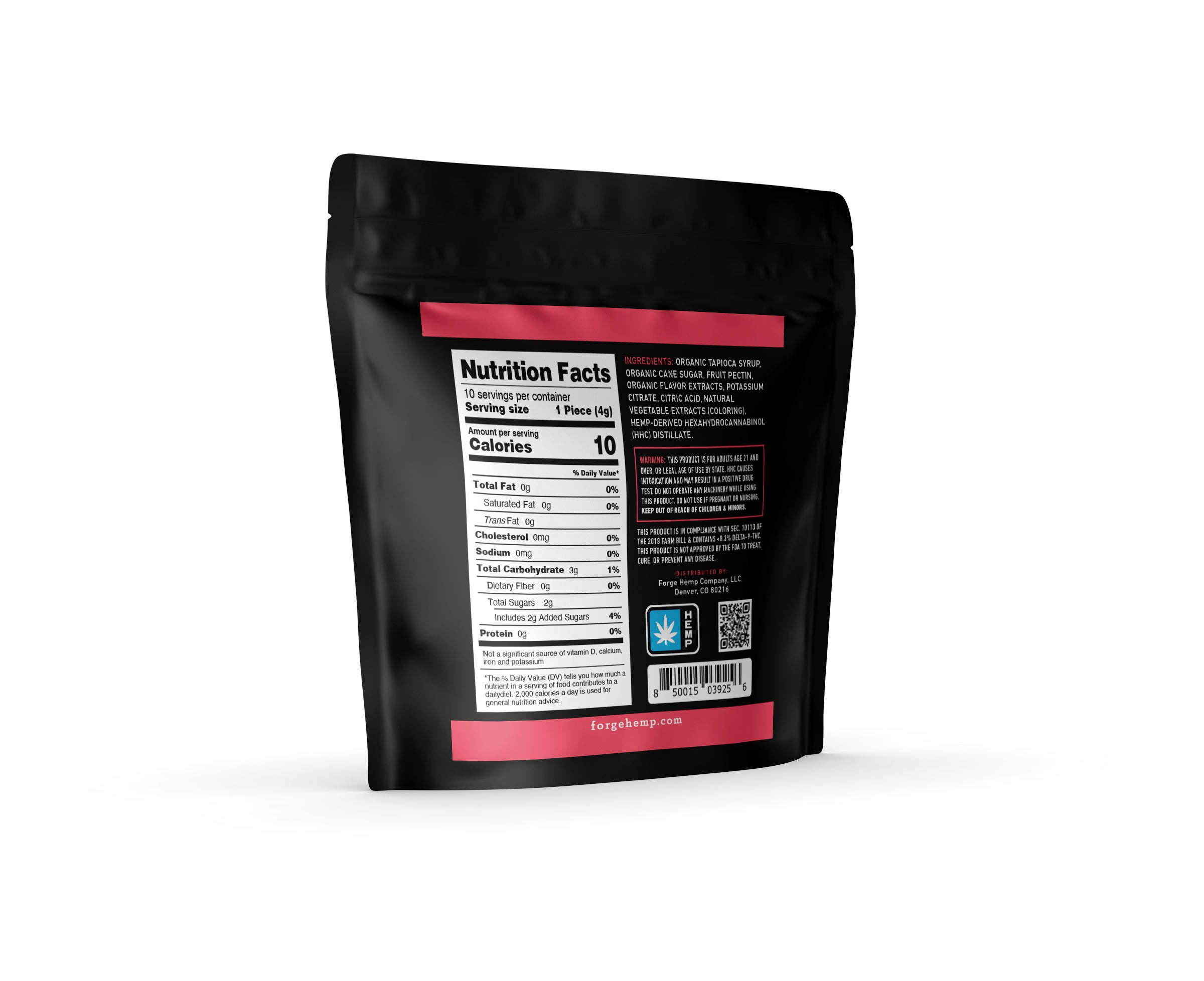 10-Piece HHC Gummies (200mg), Pomegranate Lemonade