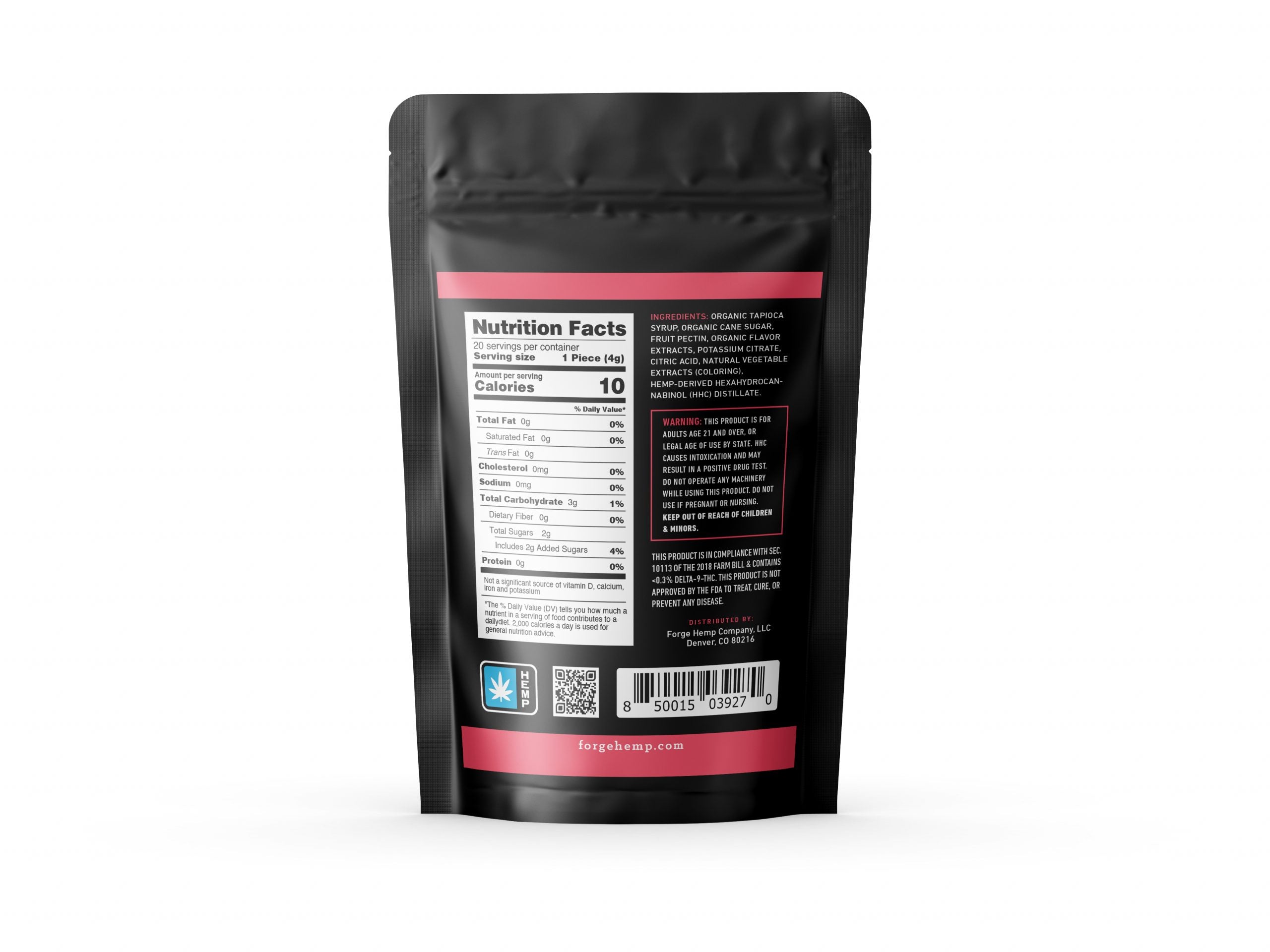 20-Piece HHC Gummies (400mg), Pomegranate Lemonade