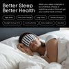 Woman lying in bed with a sleep mask on, surrounded by text about sleep issues and solutions.