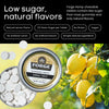Forge Hemp chewable THCV tablets with lemon flavor, surrounded by lemons and a tin of tablets.