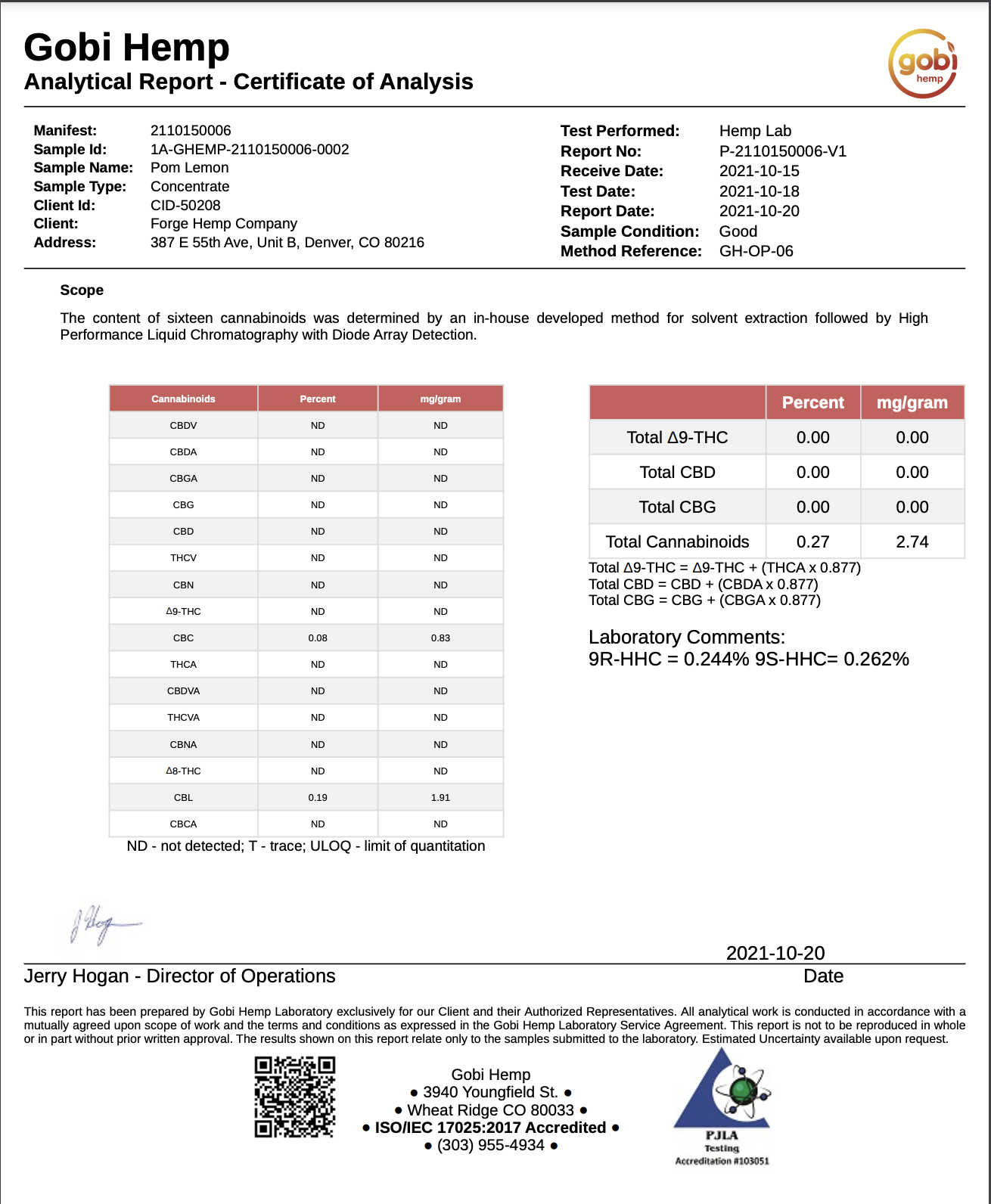 Gobi Hemp COA